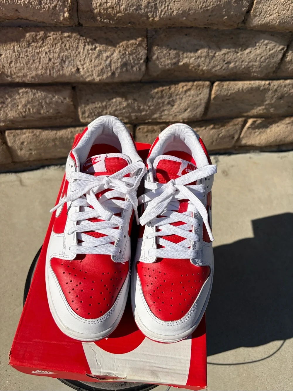 Nike Kids Red and White Low-Top Sneakers